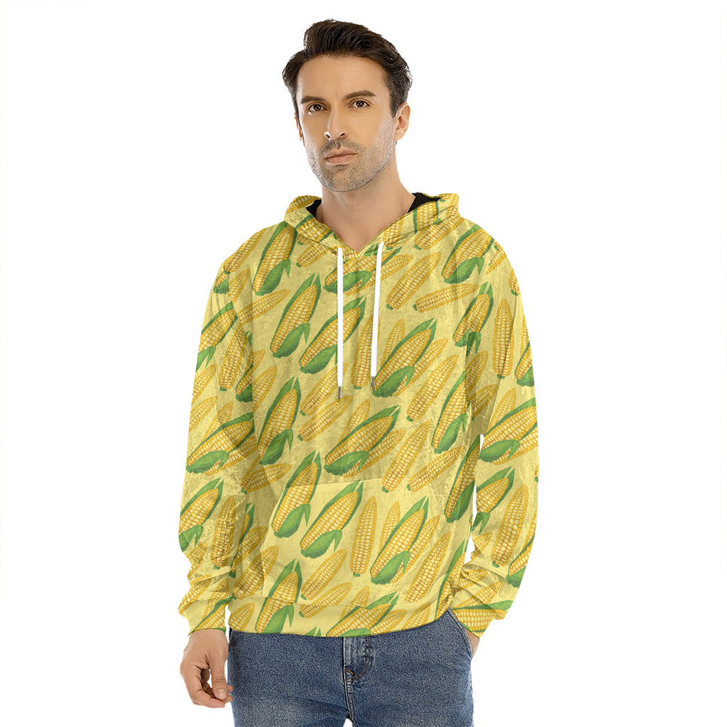 Corn Cob Pattern Print Men's Velvet Pullover Hoodie