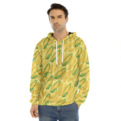 Corn Cob Pattern Print Men's Velvet Pullover Hoodie