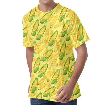 Corn Cob Pattern Print Men's Velvet T-Shirt