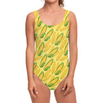 Corn Cob Pattern Print One Piece Swimsuit