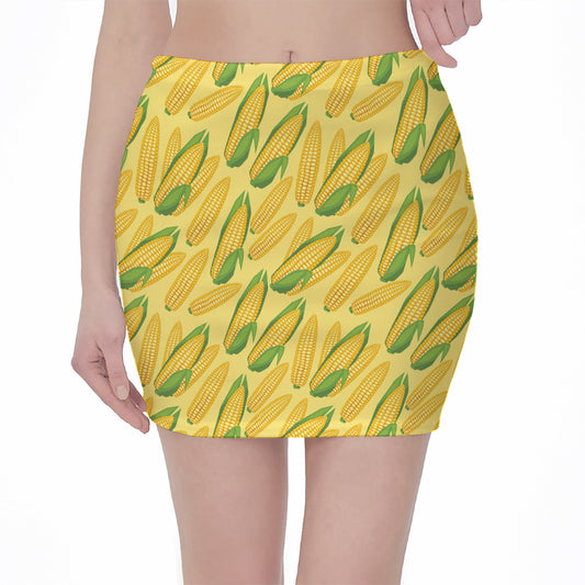 Corn Cob Pattern Print Pencil Mini Skirt