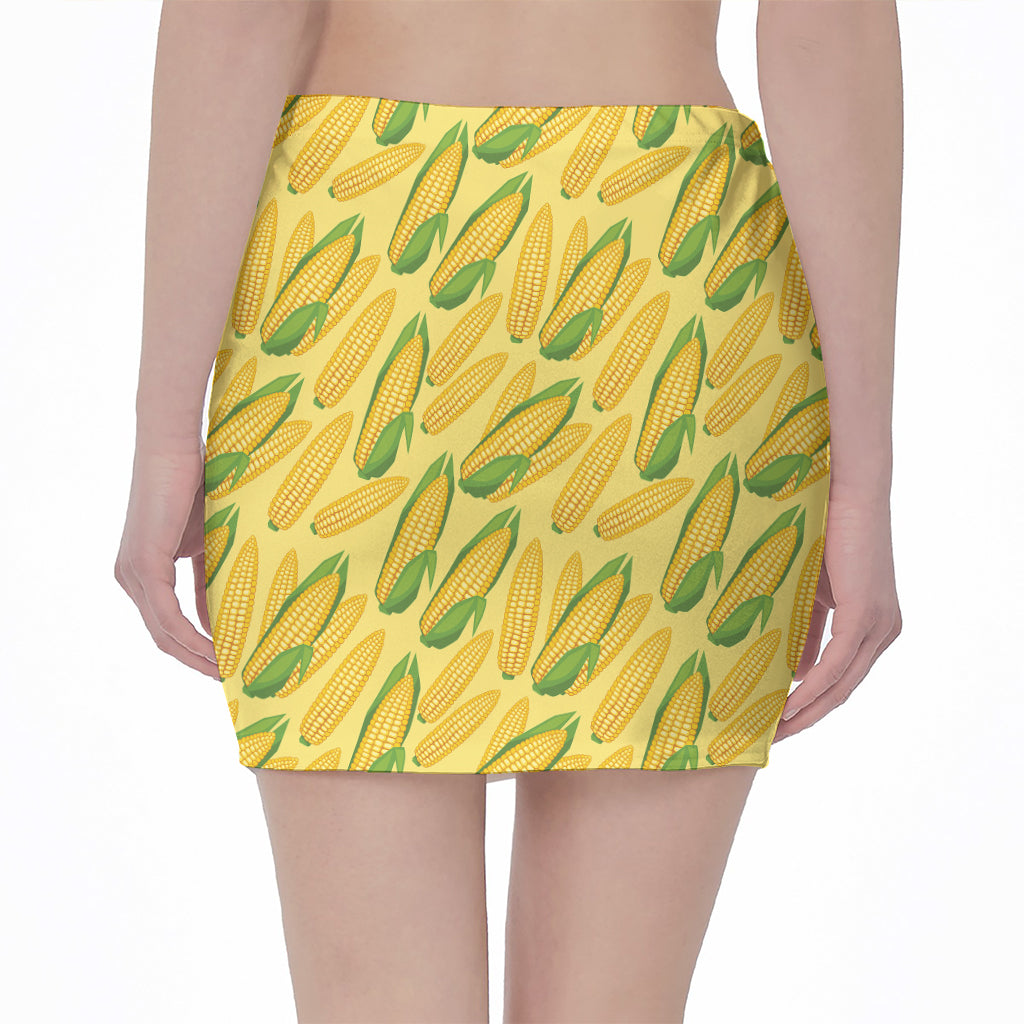 Corn Cob Pattern Print Pencil Mini Skirt