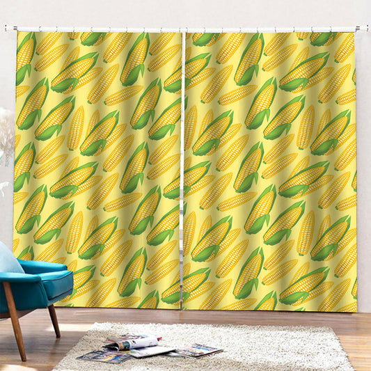 Corn Cob Pattern Print Pencil Pleat Curtains