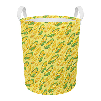 Corn Cob Pattern Print Round Laundry Basket
