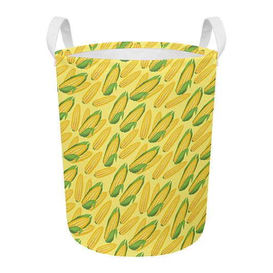 Corn Cob Pattern Print Round Laundry Basket