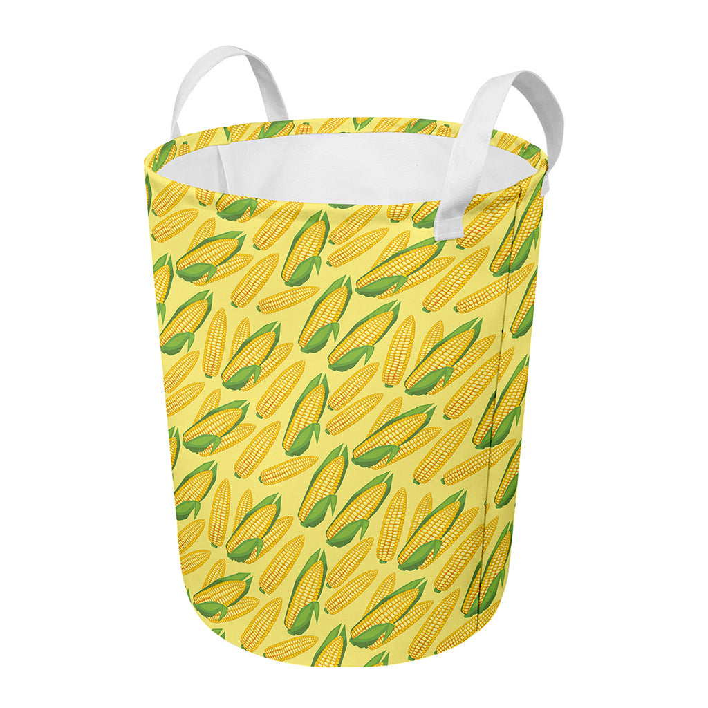 Corn Cob Pattern Print Round Laundry Basket