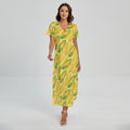 Corn Cob Pattern Print Short Sleeve Maxi Dress