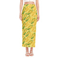 Corn Cob Pattern Print Side Slit Maxi Skirt
