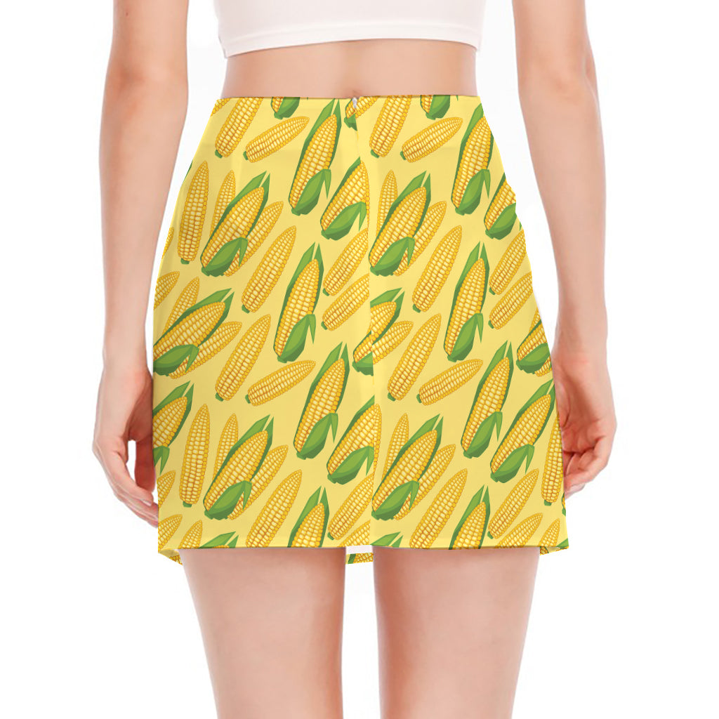 Corn Cob Pattern Print Side Slit Mini Skirt