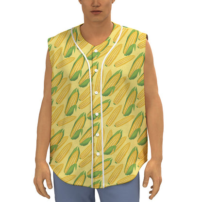 Corn Cob Pattern Print Sleeveless Baseball Jersey