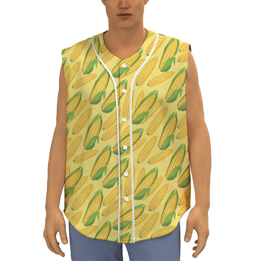Corn Cob Pattern Print Sleeveless Baseball Jersey