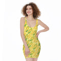 Corn Cob Pattern Print Sleeveless Bodycon Dress