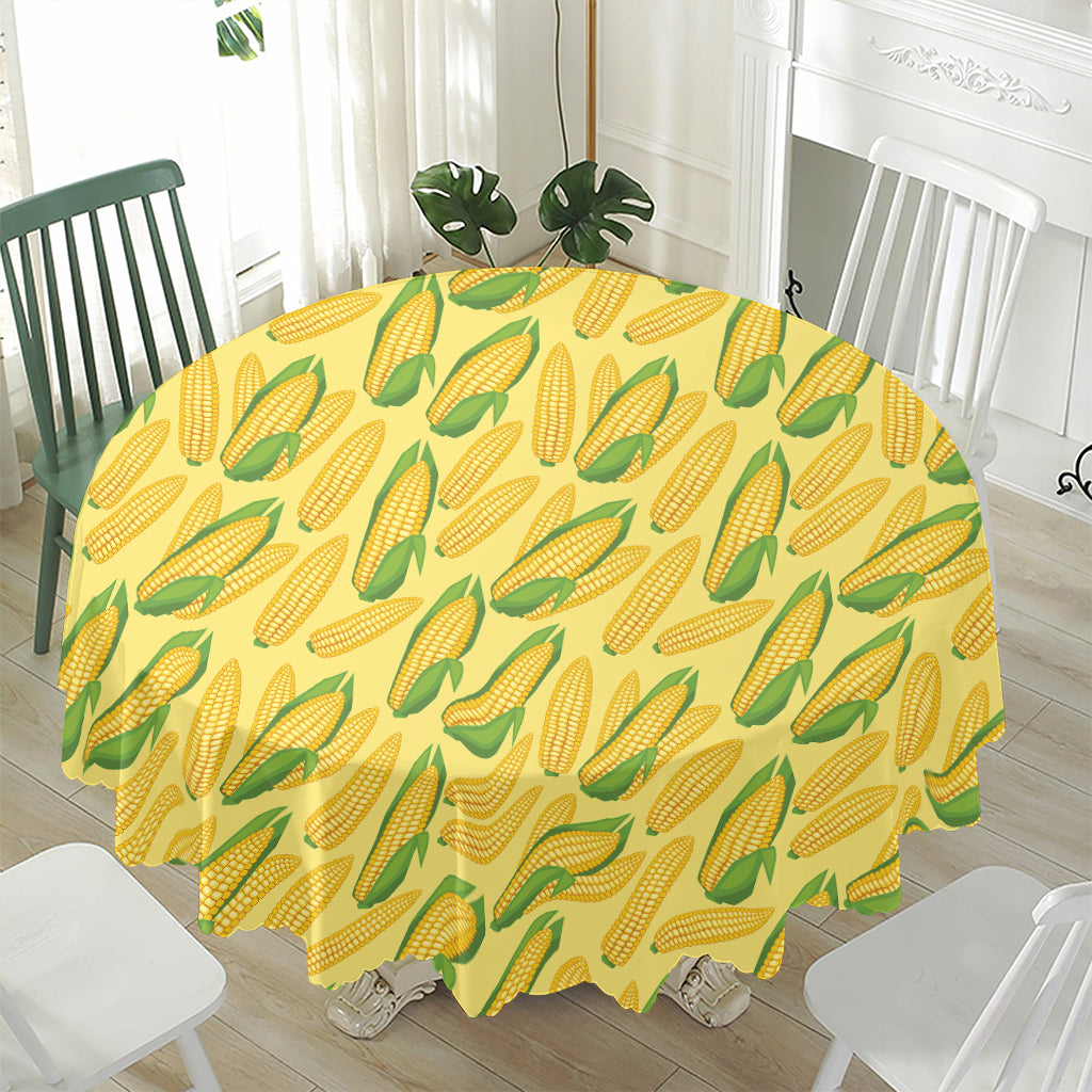 Corn Cob Pattern Print Waterproof Round Tablecloth