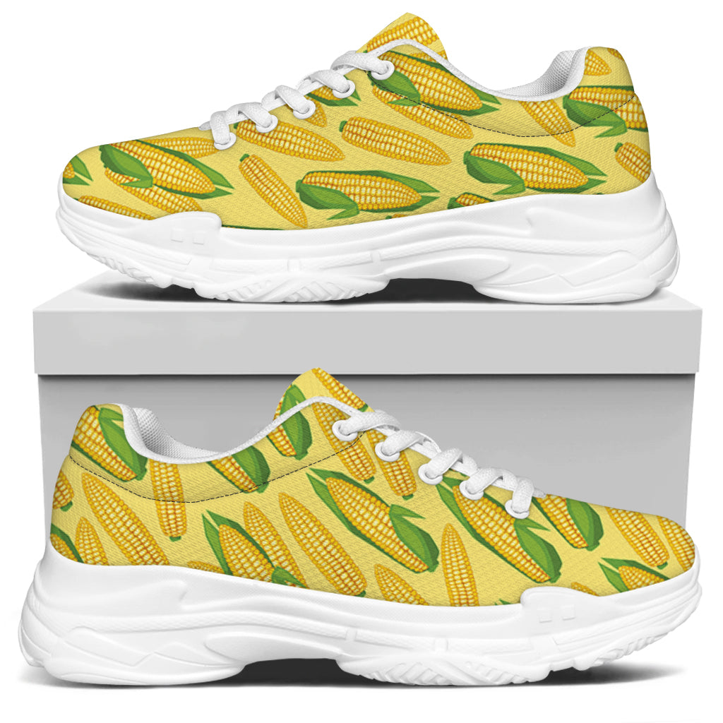 Corn Cob Pattern Print White Chunky Shoes