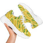 Corn Cob Pattern Print White Chunky Shoes