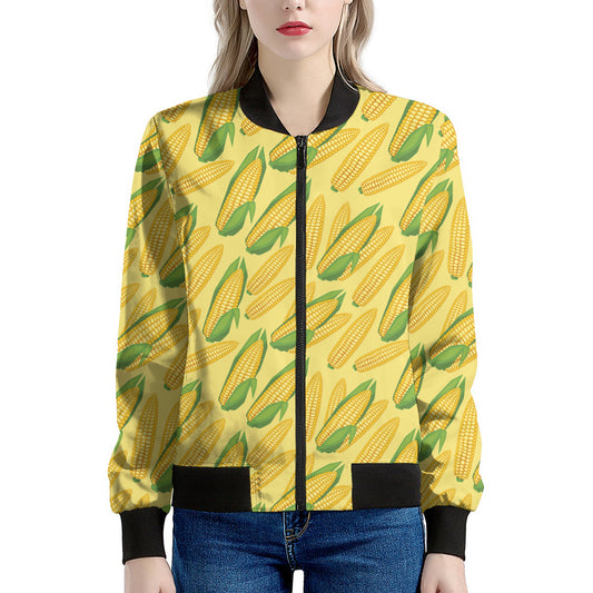 Corn Cob Pattern Print Women's Bomber Jacket