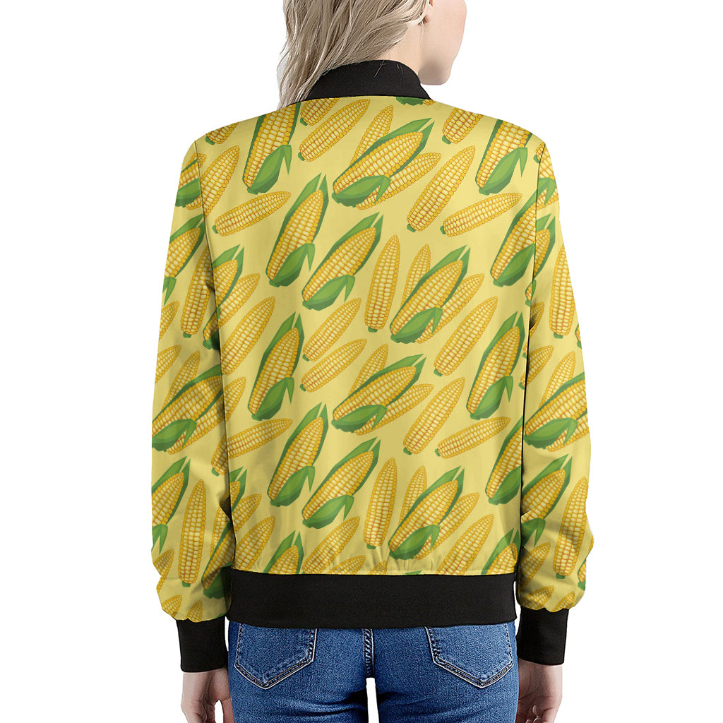 Corn Cob Pattern Print Women's Bomber Jacket