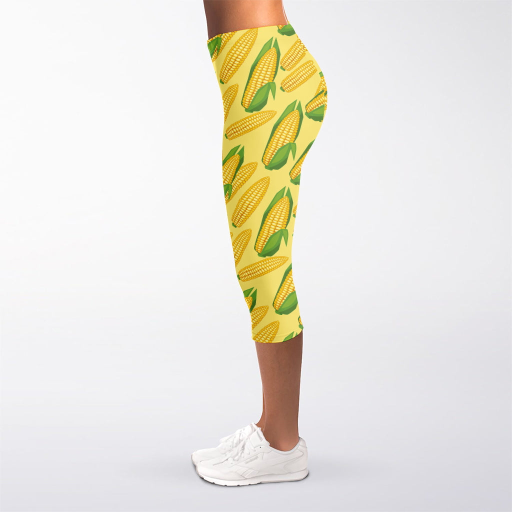 Corn Cob Pattern Print Women's Capri Leggings