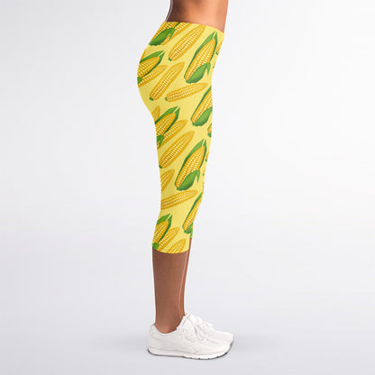 Corn Cob Pattern Print Women's Capri Leggings