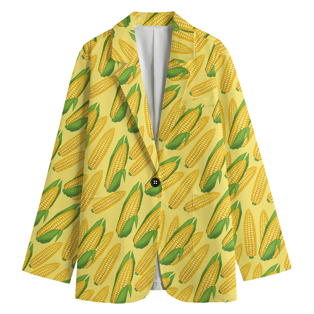 Corn Cob Pattern Print Women's Cotton Blazer