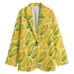 Corn Cob Pattern Print Women's Cotton Blazer