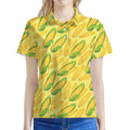 Corn Cob Pattern Print Women's Polo Shirt