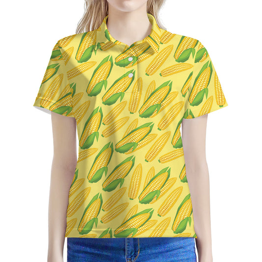 Corn Cob Pattern Print Women's Polo Shirt