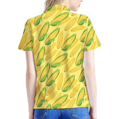Corn Cob Pattern Print Women's Polo Shirt