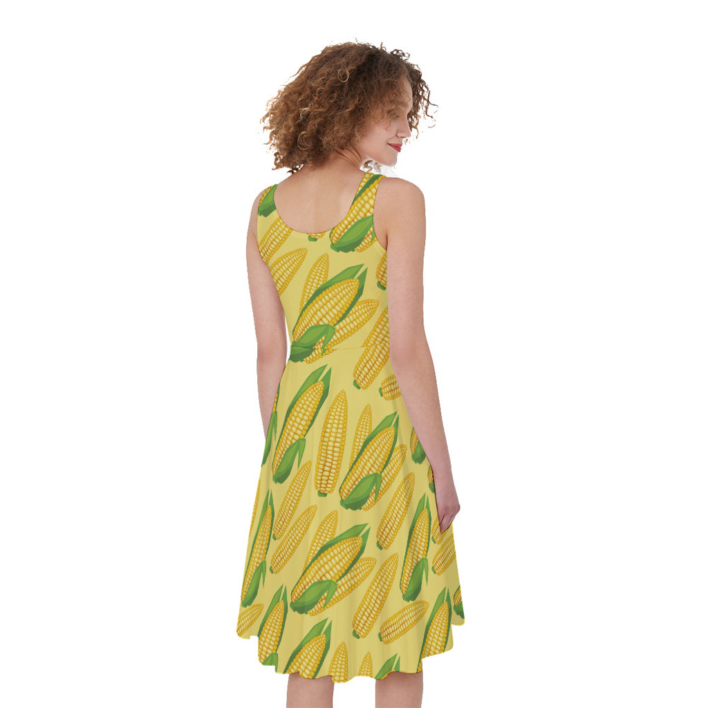 Corn Cob Pattern Print Women's Sleeveless Dress
