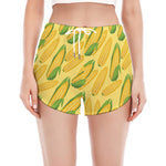 Corn Cob Pattern Print Women's Split Running Shorts