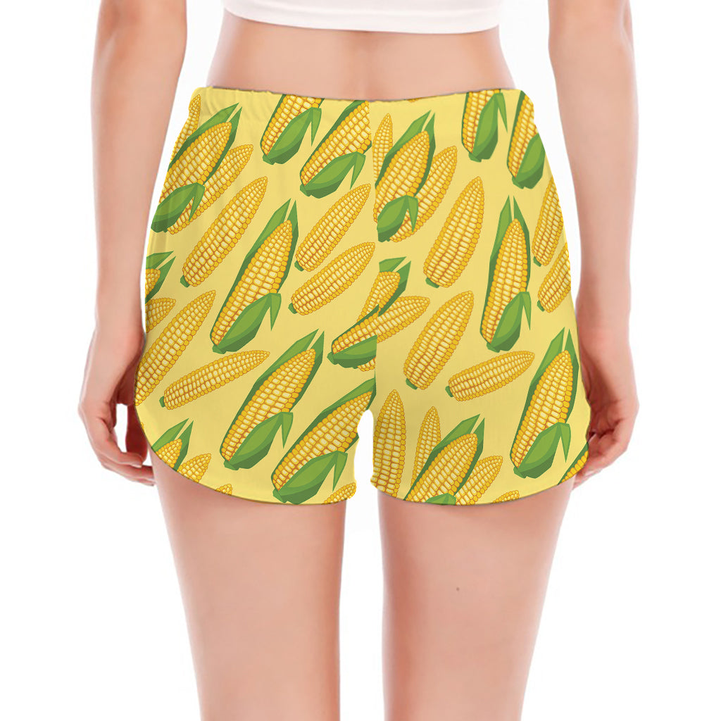 Corn Cob Pattern Print Women's Split Running Shorts