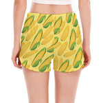 Corn Cob Pattern Print Women's Split Running Shorts