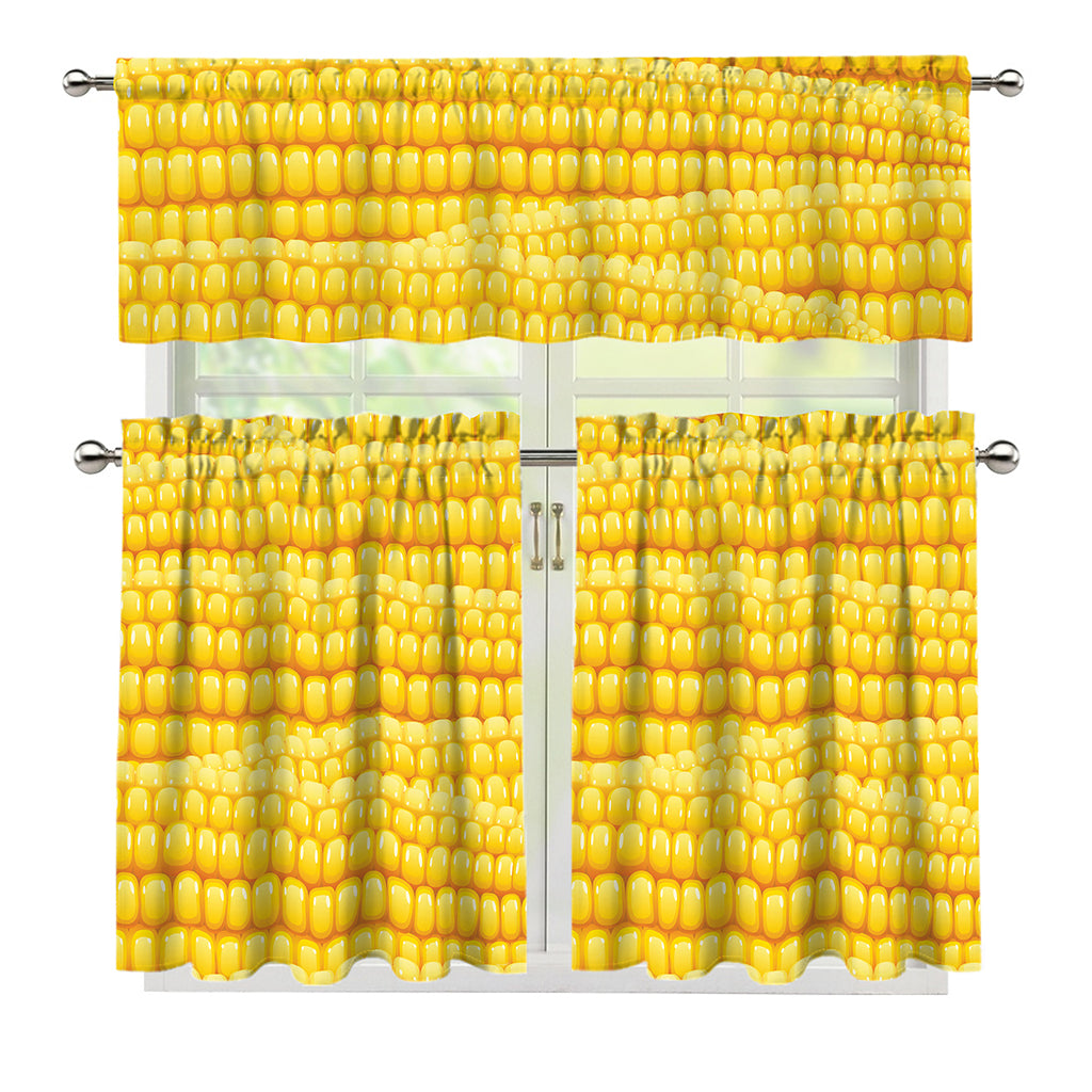 Corn Pattern Print 3 Piece Kitchen Curtains