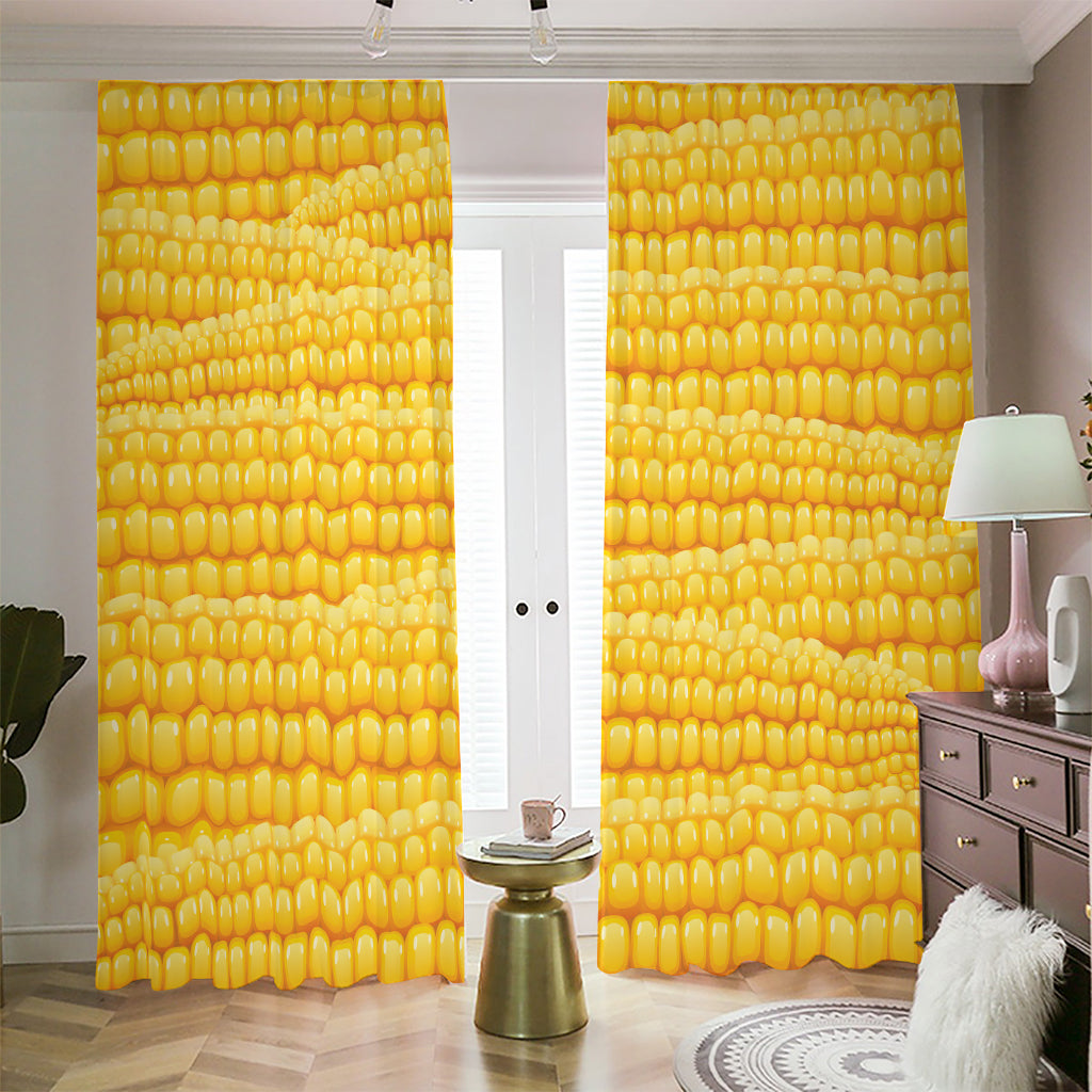 Corn Pattern Print Blackout Pencil Pleat Curtains