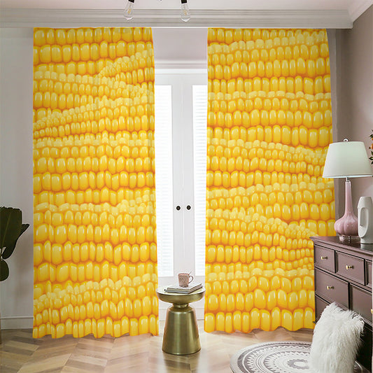 Corn Pattern Print Blackout Pencil Pleat Curtains
