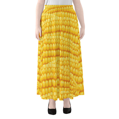 Corn Pattern Print Chiffon Maxi Skirt