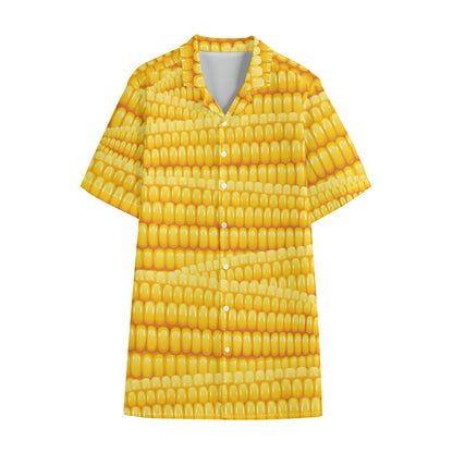 Corn Pattern Print Cotton Hawaiian Shirt