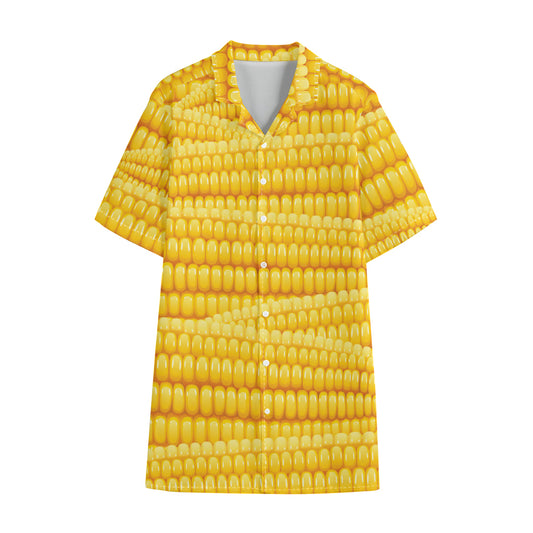 Corn Pattern Print Cotton Hawaiian Shirt