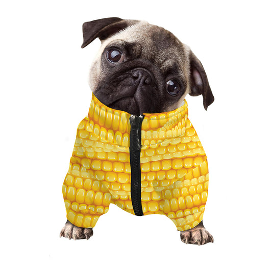Corn Pattern Print Dog Zip Up Jacket