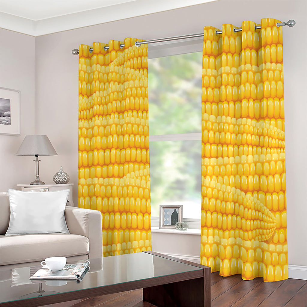 Corn Pattern Print Extra Wide Grommet Curtains