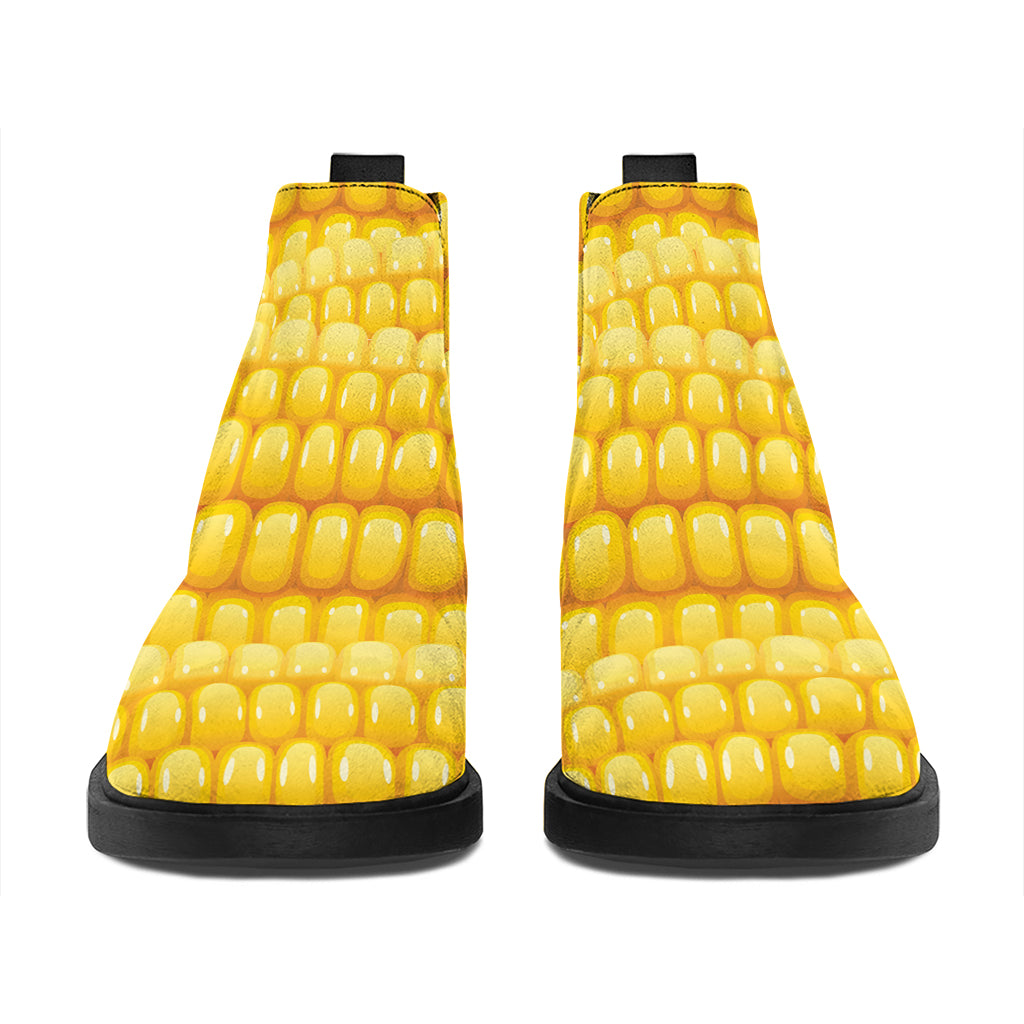 Corn Pattern Print Flat Ankle Boots