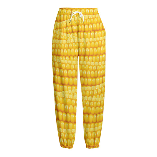 Corn Pattern Print Fleece Lined Knit Pants
