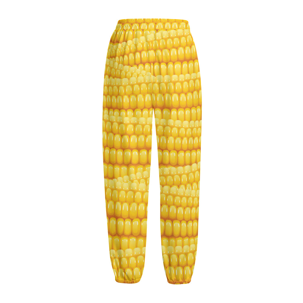 Corn Pattern Print Fleece Lined Knit Pants