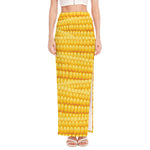 Corn Pattern Print High Slit Maxi Skirt