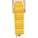 Corn Pattern Print High Slit Maxi Skirt