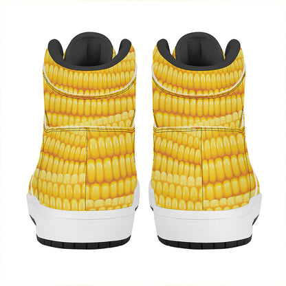 Corn Pattern Print High Top Leather Sneakers