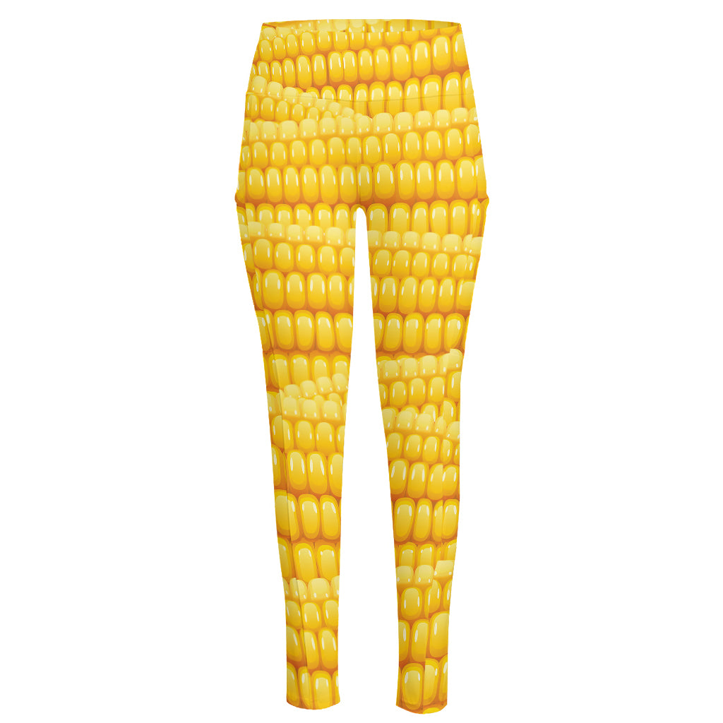Corn Pattern Print High-Waisted Pocket Leggings