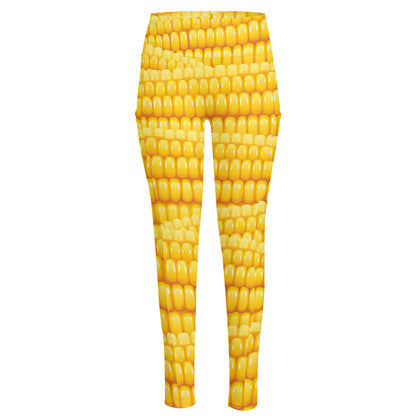 Corn Pattern Print High-Waisted Pocket Leggings