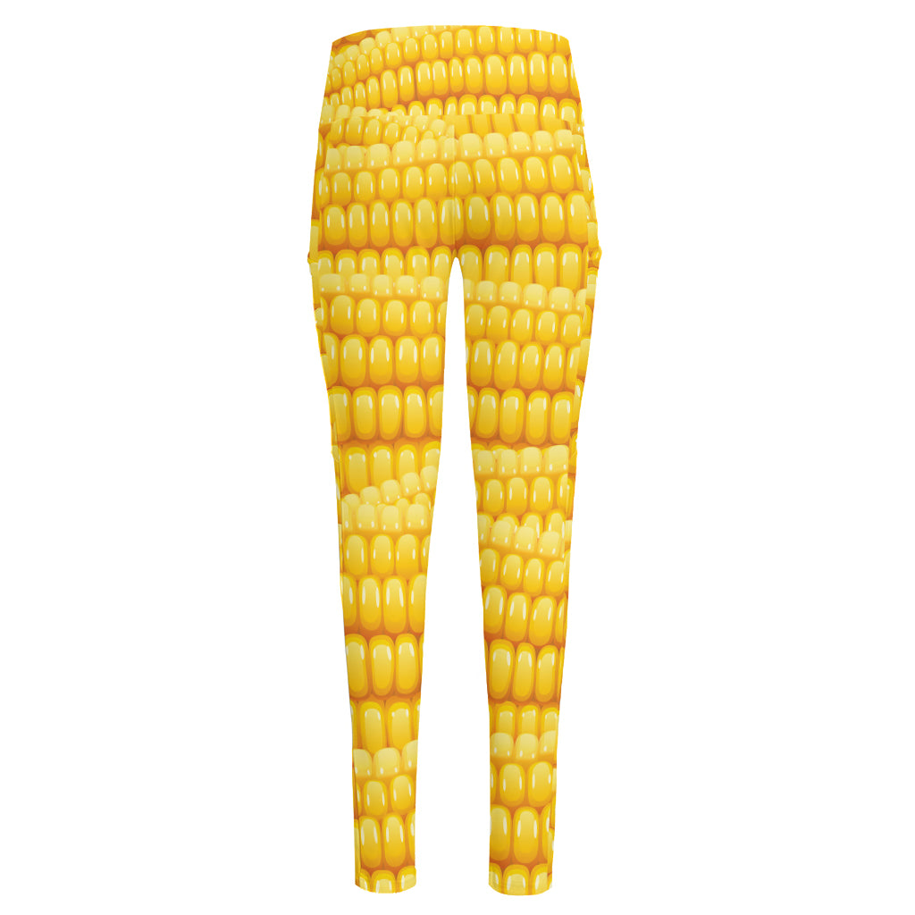 Corn Pattern Print High-Waisted Pocket Leggings