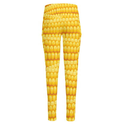 Corn Pattern Print High-Waisted Pocket Leggings